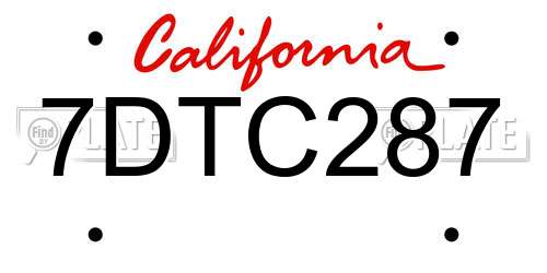 7DTC287 California License Plate