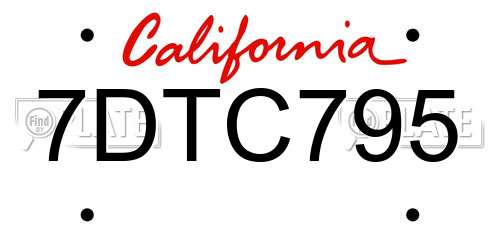 7DTC795 California License Plate