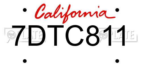 7DTC811 California License Plate