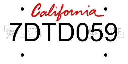 7DTD059 California License Plate