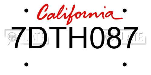 7DTH087 California License Plate