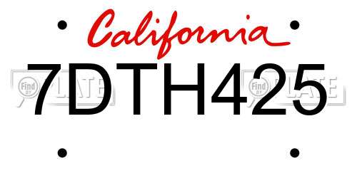 7DTH425 California License Plate