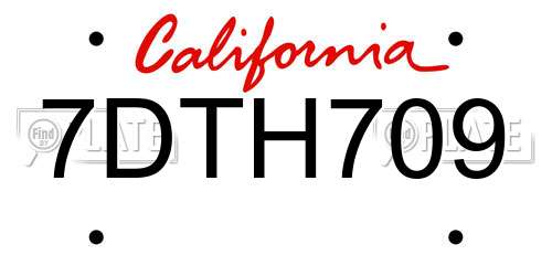 7DTH709 California License Plate