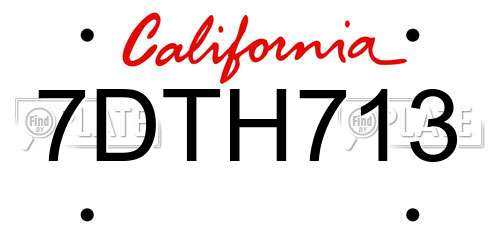 7DTH713 California License Plate