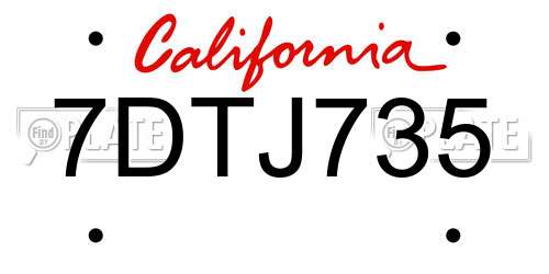 7DTJ735 California License Plate