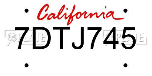7DTJ745 California License Plate