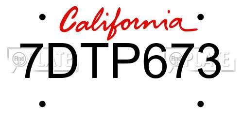 7DTP673 California License Plate