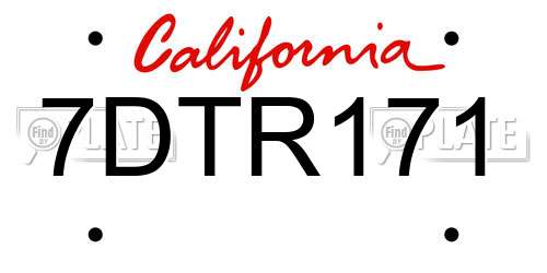 7DTR171 California License Plate