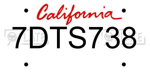 7DTS738 California License Plate