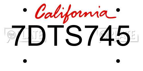 7DTS745 California License Plate