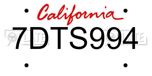 7DTS994 California License Plate