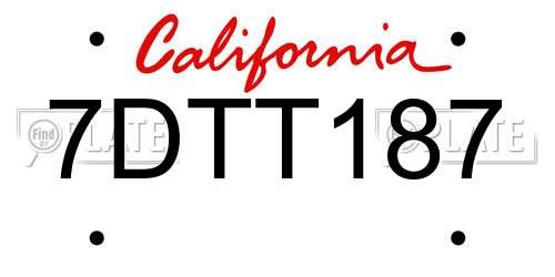 7DTT187 California License Plate