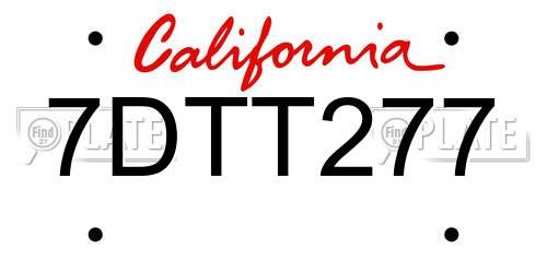 7DTT277 California License Plate