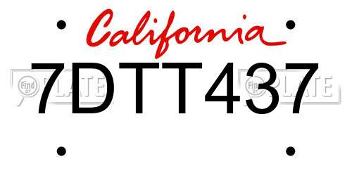 7DTT437 California License Plate