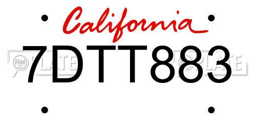 7DTT883 California License Plate