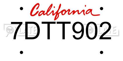 7DTT902 California License Plate