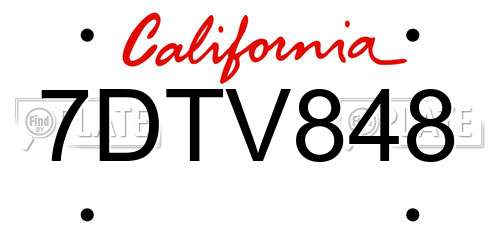 7DTV848 California License Plate