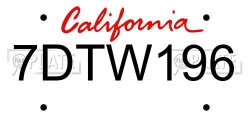 7DTW196 California License Plate