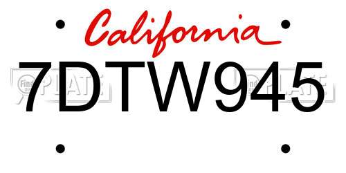 7DTW945 California License Plate