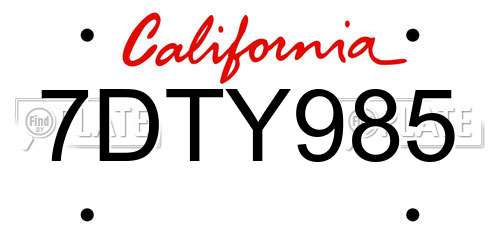 7DTY985 California License Plate