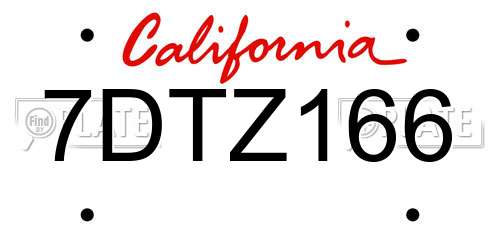 7DTZ166 California License Plate