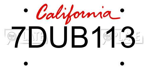 7DUB113 California License Plate