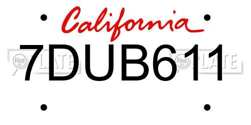 7DUB611 California License Plate