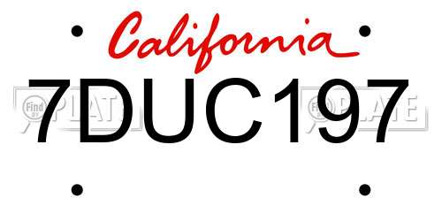 7DUC197 California License Plate