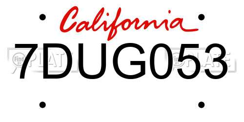 7DUG053 California License Plate