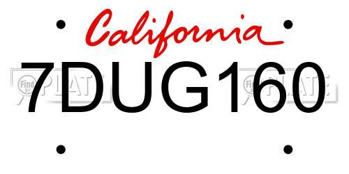 7DUG160 California License Plate
