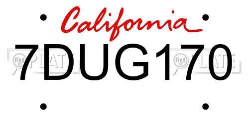 7DUG170 California License Plate