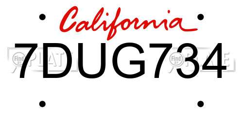 7DUG734 California License Plate