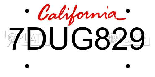 7DUG829 California License Plate