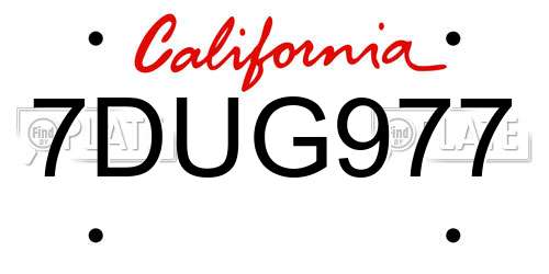 7DUG977 California License Plate