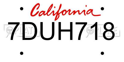 7DUH718 California License Plate