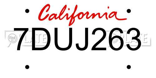 7DUJ263 California License Plate