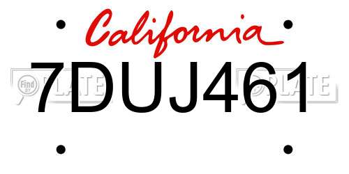 7DUJ461 California License Plate