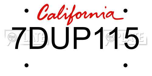 7DUP115 California License Plate