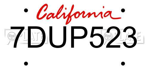 7DUP523 California License Plate