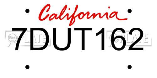 7DUT162 California License Plate