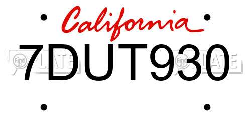 7DUT930 California License Plate
