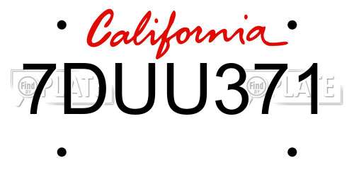 7DUU371 California License Plate