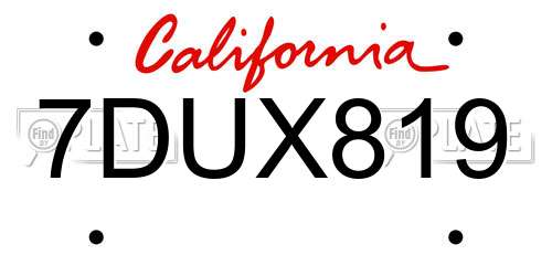 7DUX819 California License Plate