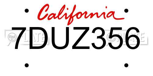 7DUZ356 California License Plate