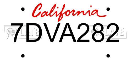 7DVA282 California License Plate