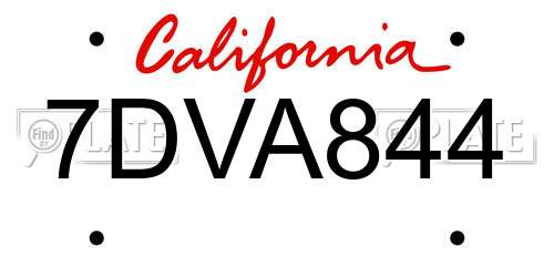 7DVA844 California License Plate