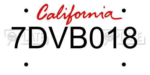 7DVB018 California License Plate