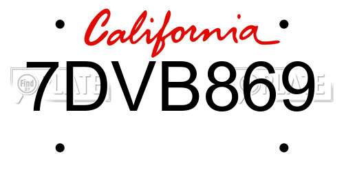 7DVB869 California License Plate