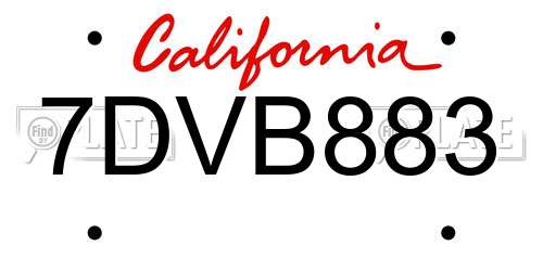 7DVB883 California License Plate