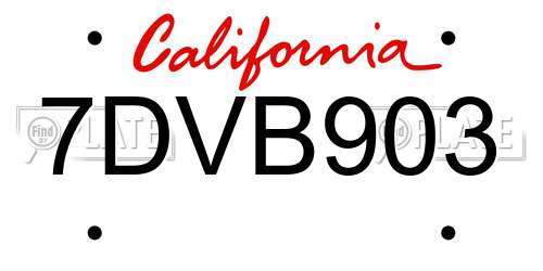 7DVB903 California License Plate